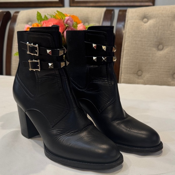 Authentic Valentino Garavani Black Heeled Boots with Silver Studs - Picture 1 of 14